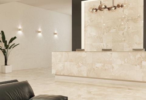Hall d'accueil carrelage effet marbre de Réflex boutique