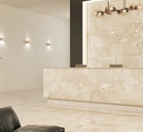 Hall d'accueil carrelage effet marbre de Réflex boutique